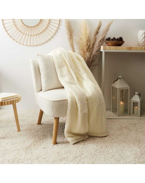 Plaid sherpa torsade beige - 120x150 cm