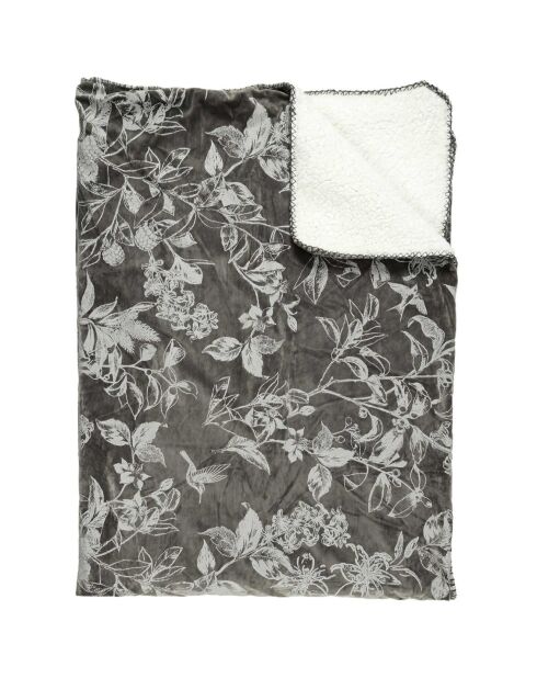 Plaid velours motif Sherpa gris - 120x150 cm