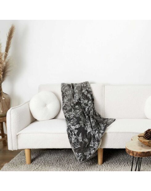Plaid velours motif Sherpa gris - 120x150 cm