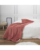 Plaid imitation fourure et Sherpa rose - 140x200 cm