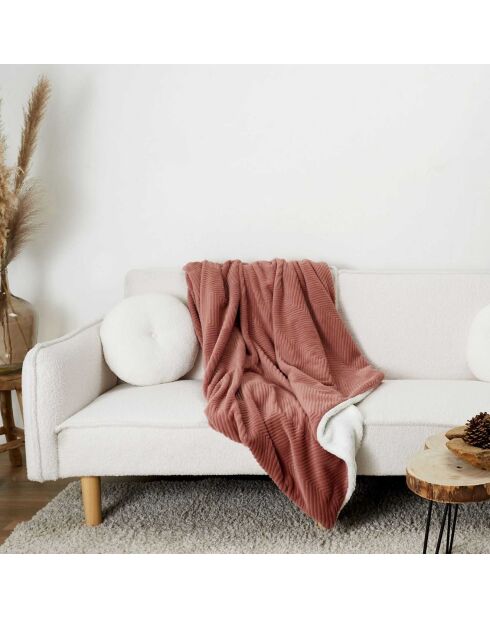 Plaid imitation fourure et Sherpa rose - 140x200 cm