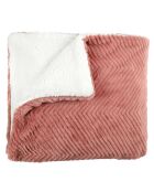 Plaid imitation fourure et Sherpa rose - 140x200 cm