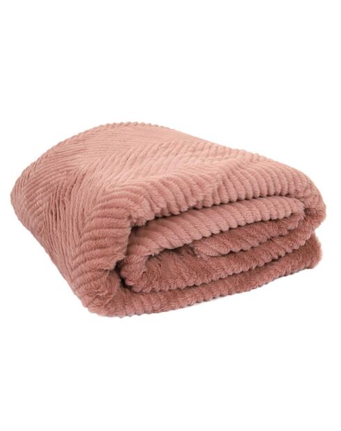 Plaid imitation fourure et Sherpa rose - 140x200 cm
