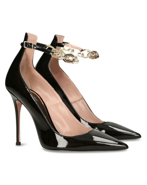 Escarpins en Cuir verni Anita noirs - Talon 12 cm