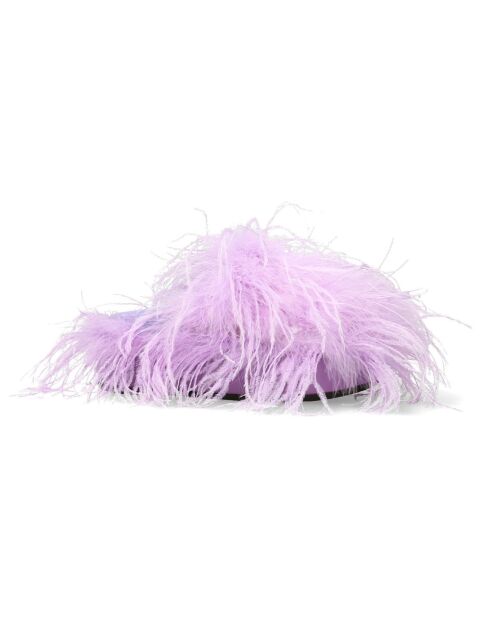 Mules en Plumes d'Autruche Selene lilas - Talon 5.5 cm