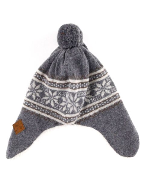 Bonnet péruvien en Laine mélangée doublé sherpa gris