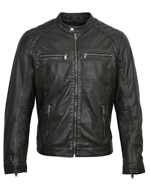 Veste motard en Cuir Zoma noire