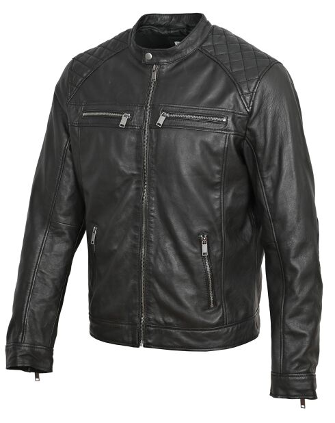 Veste motard en Cuir Zoma noire