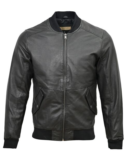 Veste en Cuir Theo noire