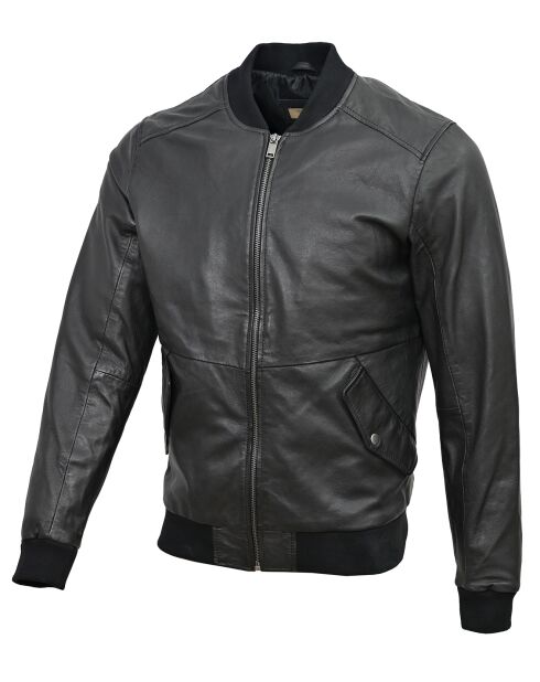 Veste en Cuir Theo noire