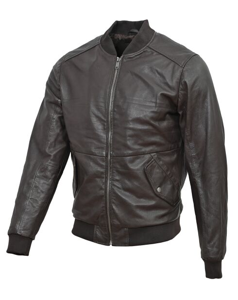 Veste en Cuir Theo marron