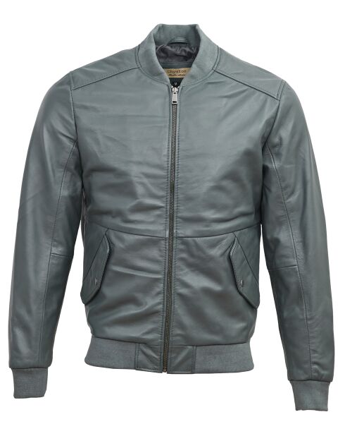 Veste en Cuir Theo grise