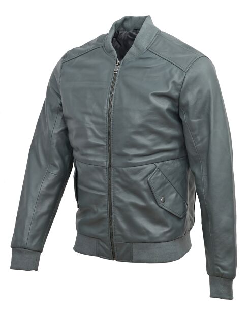 Veste en Cuir Theo grise