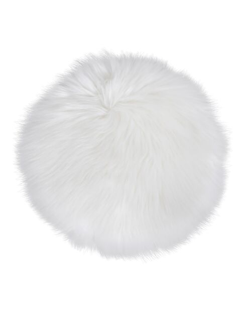 Galette en peau lainée artificielle ivoire - D.35x6.5 cm