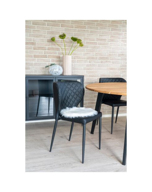 Galette en peau lainée artificielle ivoire - D.35x6.5 cm