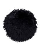 Galette en peau lainée artificielle noire - D.35x6.5 cm