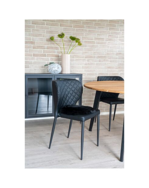 Galette en peau lainée artificielle noire - D.35x6.5 cm