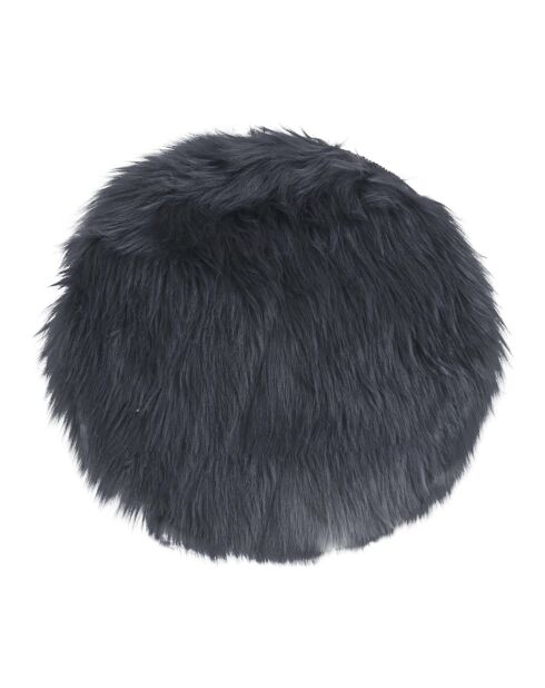 Galette en peau lainée artificielle grise - D.35x6.5 cm