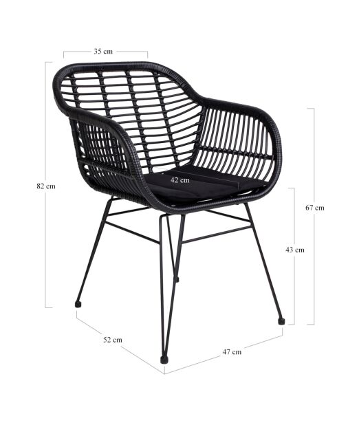2 Sessel mit natürlichem Trieste-Kissen - 60x57x82 cm