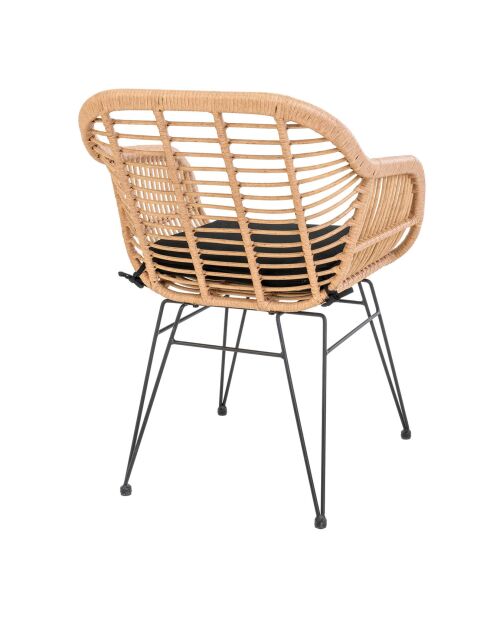 2 Fauteuils avec coussin Trieste naturel - 60x57x82 cm