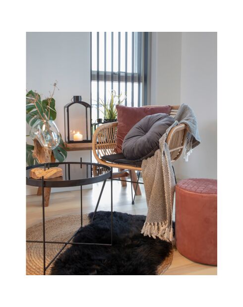 2 Fauteuils avec coussin Trieste naturel - 60x57x82 cm