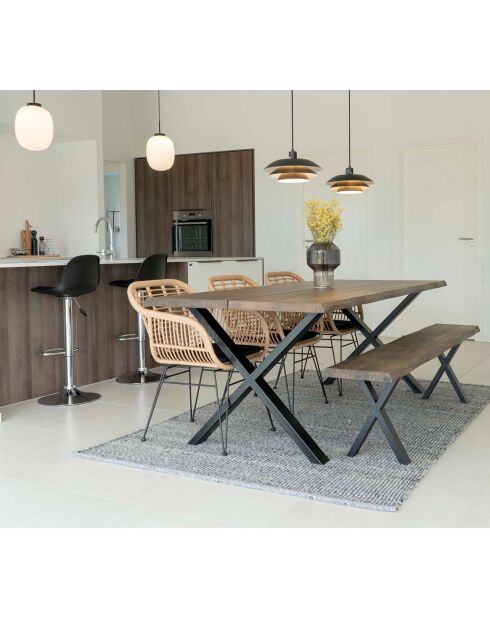 2 Fauteuils avec coussin Trieste naturel - 60x57x82 cm