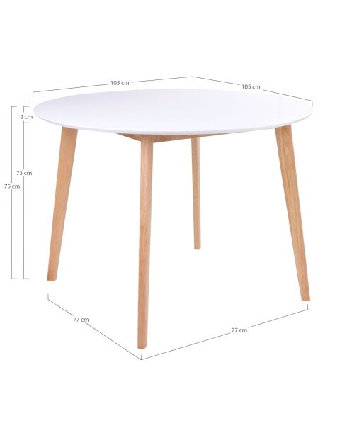 Vojens runder weißer Esstisch - 105x105x75 cm