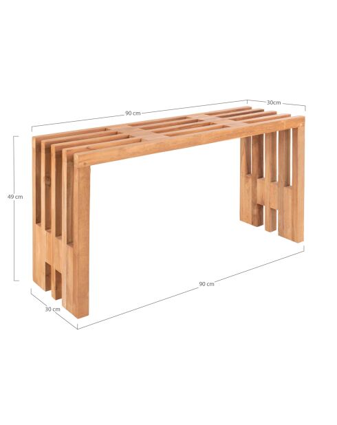 Banc en teck Benidorm naturel - 30x90x49 cm