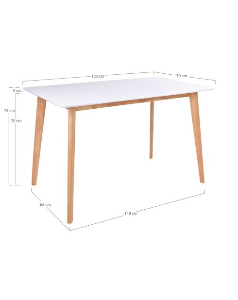 Vojens weißer Esstisch - 120x70x75 cm