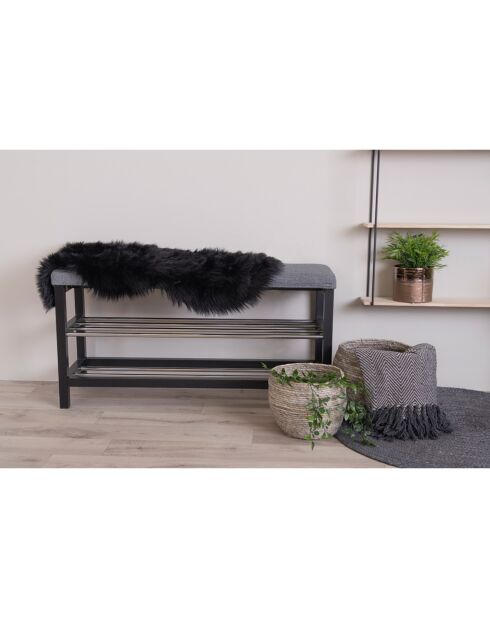 Peau lainée artificielle noire - 85x50x6.5 cm