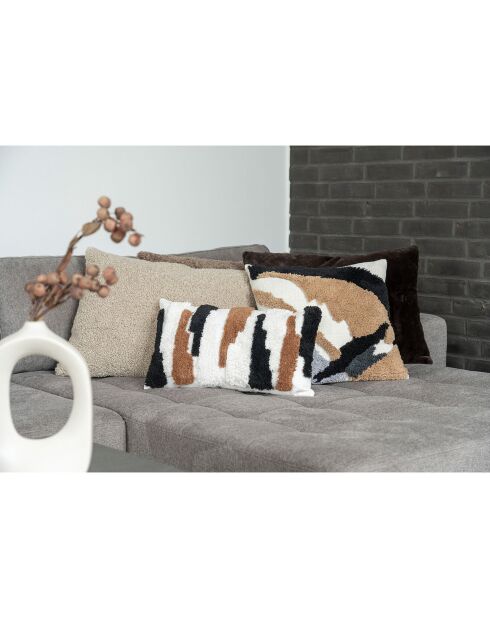 Coussin fourrure artificelle Evora gris foncé - 45x60x15 cm