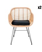 2 Fauteuils avec coussin Trieste naturel - 60x57x82 cm