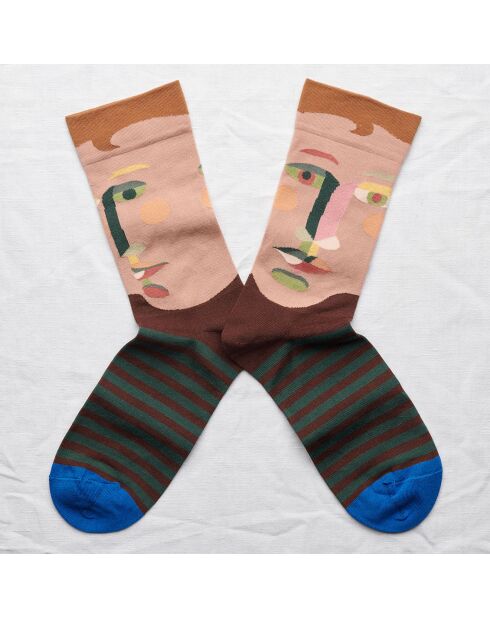 Chaussettes Visage Châtaigne multicolores