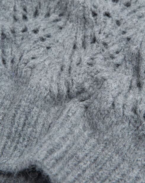 Pull en Laine mélangée col roulé manches bouffantes gris