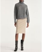 Pull en Laine mélangée col roulé manches bouffantes gris