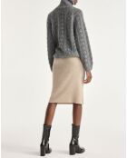 Pull en Laine mélangée col roulé manches bouffantes gris