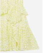 Robe courte manches courtes avec volants blanc/jaune