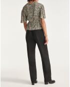 Soepele groene top met ruches en bloemenprint