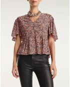 Rosafarbenes Top mit Rüschenprint
