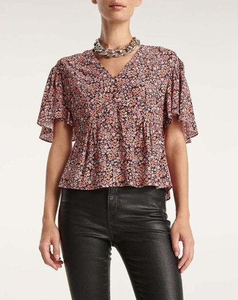 Rosafarbenes Top mit Rüschenprint