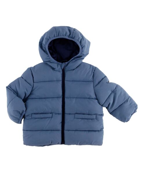 Doudoune peau de pêche doublée polaire bleu moyen