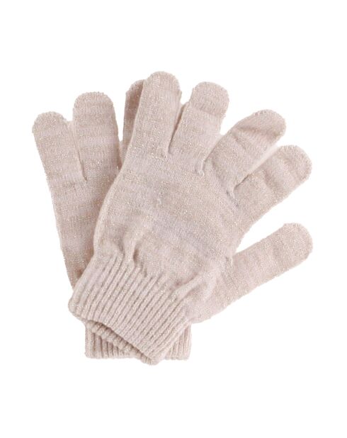 Ensemble bonnet, écharpe & gants rose clair