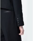 Veste double boutonnage avec details cuir noire