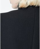 Veste double boutonnage avec details cuir noire