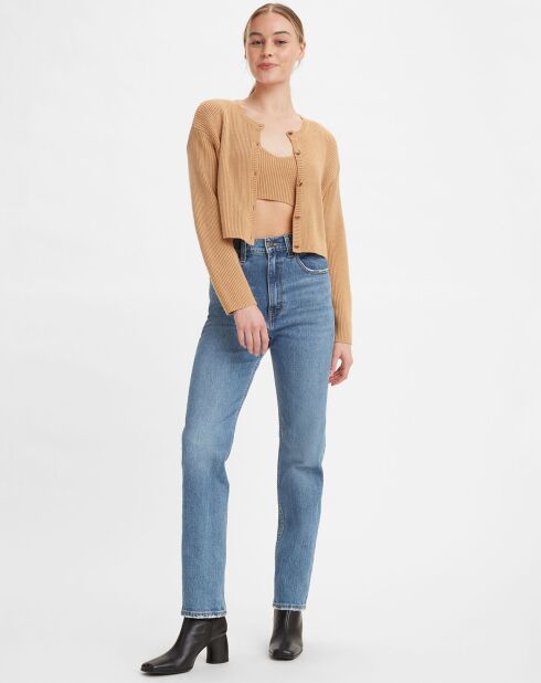 Jean high slim straight 70's bleu