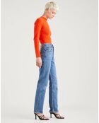 Jean high slim straight 70's bleu