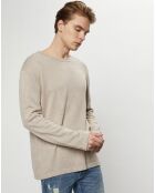 Pull col rond beige