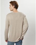 Pull col rond beige