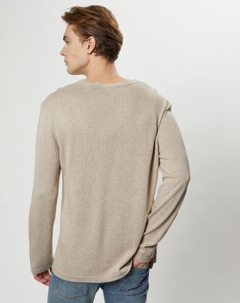 Pull col rond beige