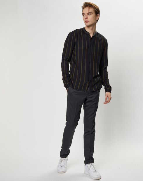 Chemise manches longues noir/kaki